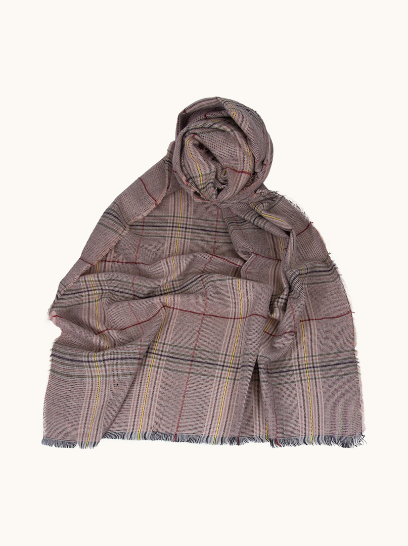 Warm purple scarf with checked wool, 90cm x 200cm image 1