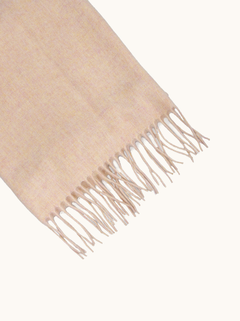 Scarf 100% wool beige with tassels 70 cm x 185 cm image 3