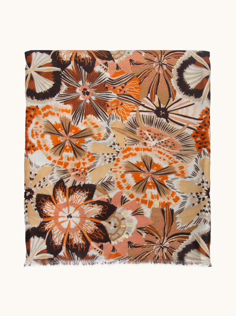 Scarf in warm colours with floral pattern 90 cm x 176 cm image 4