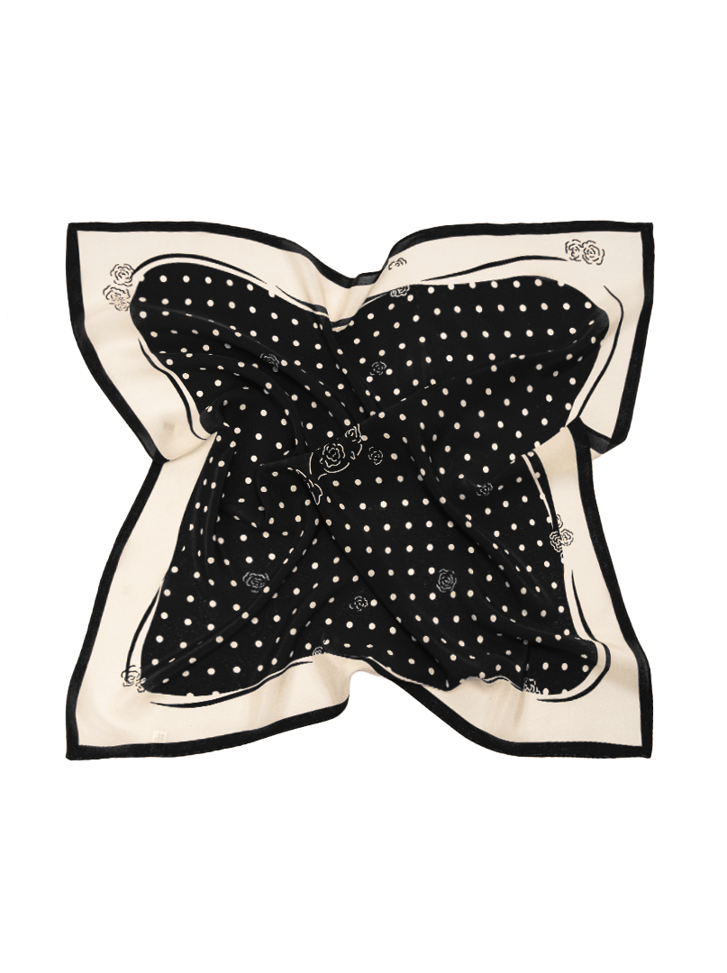 Black silk scarf with geometric patterns 68cm x 68cm image 4