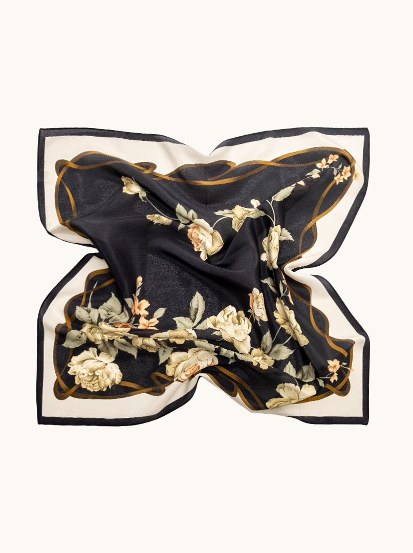 Small women's silk scarf with herringbone pattern, 53 cm x 53 cm image 3