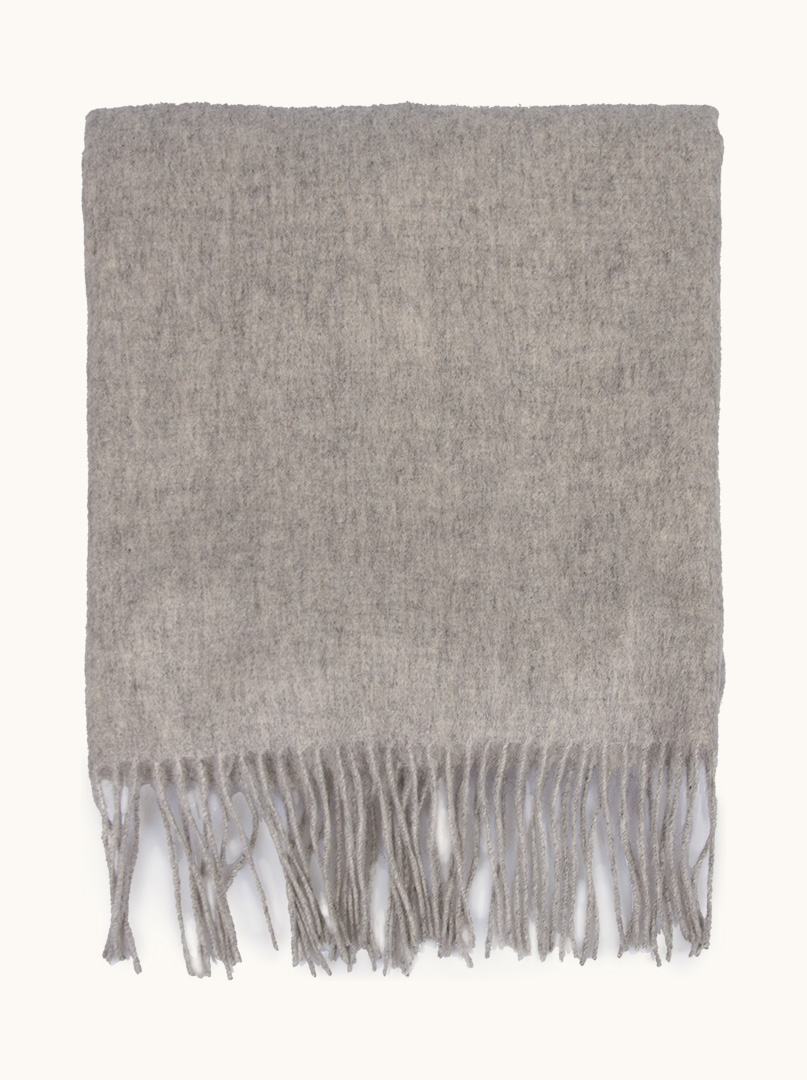 Scarf 100% wool gray with tassels 70 cm x 185 cm image 2