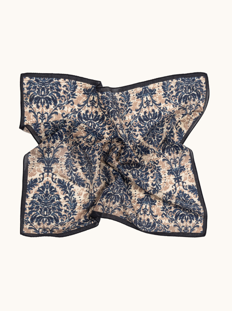 Small scarf cotton with mulberry silk ornaments 53cm x53cm image 3