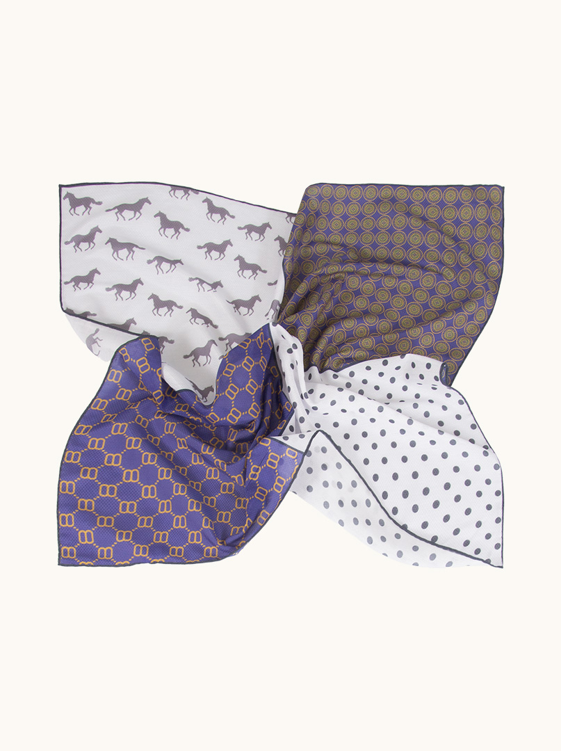 Women's retro scarf made of mulberry silk and  cotton 65cm x 65cm image 4