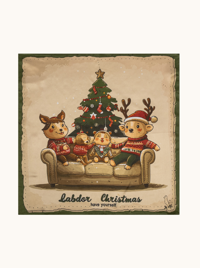 Small women's silk scarf with herringbone pattern, 53 cm x 53 cm image 1