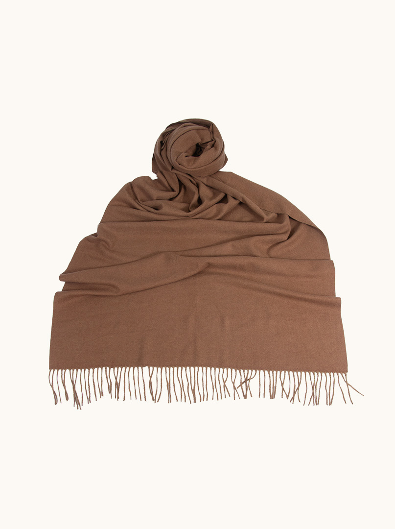 Beige scarf with tassels 70 cm x 180 cm 20% wool 30% viscose 50% polyester image 2