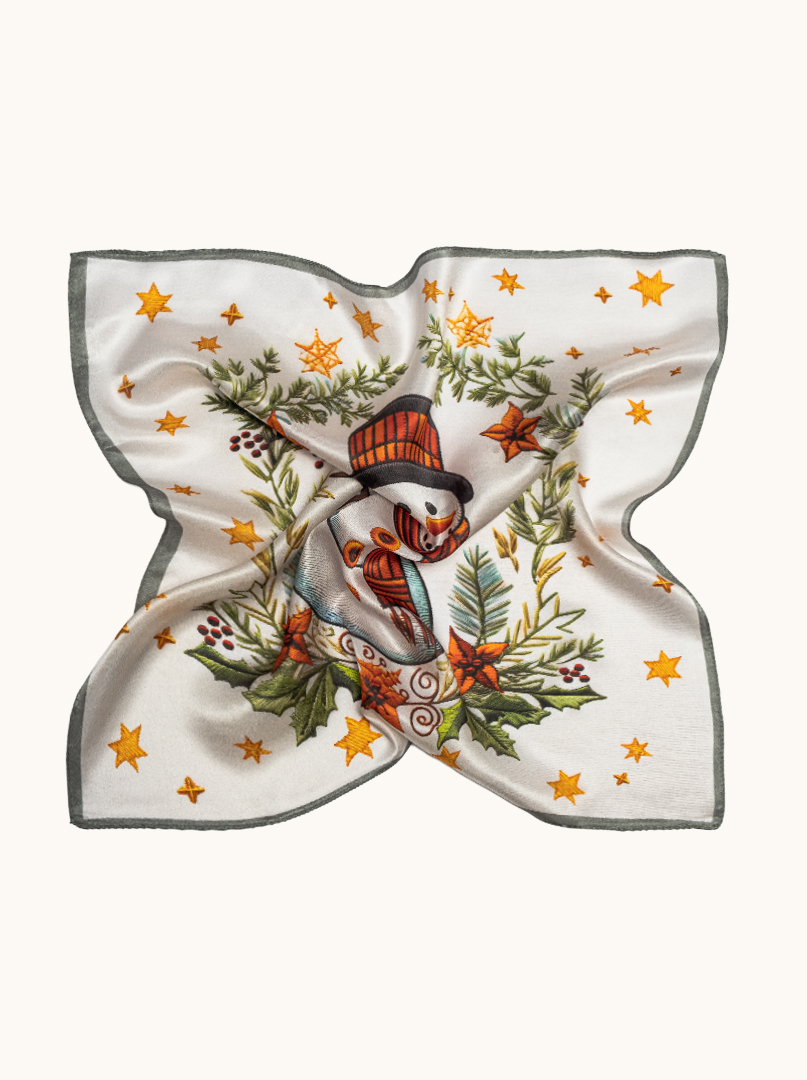 Small women's silk scarf with herringbone pattern, 53 cm x 53 cm image 3