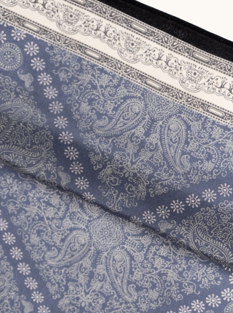 Blue silk scarf with an elegant ornament, 65 cm x 65 cm  image 3