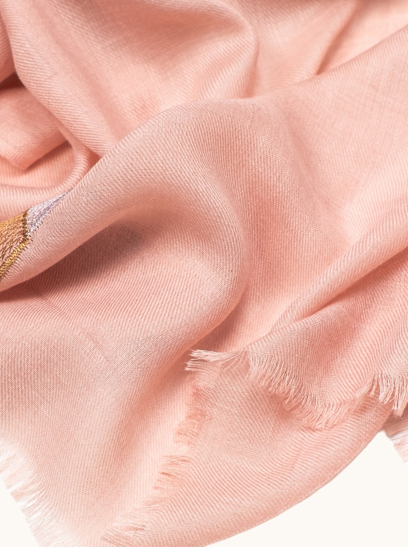 Delicate shawl in powder pink with geometric embroidery 95cm x 190cm image 4