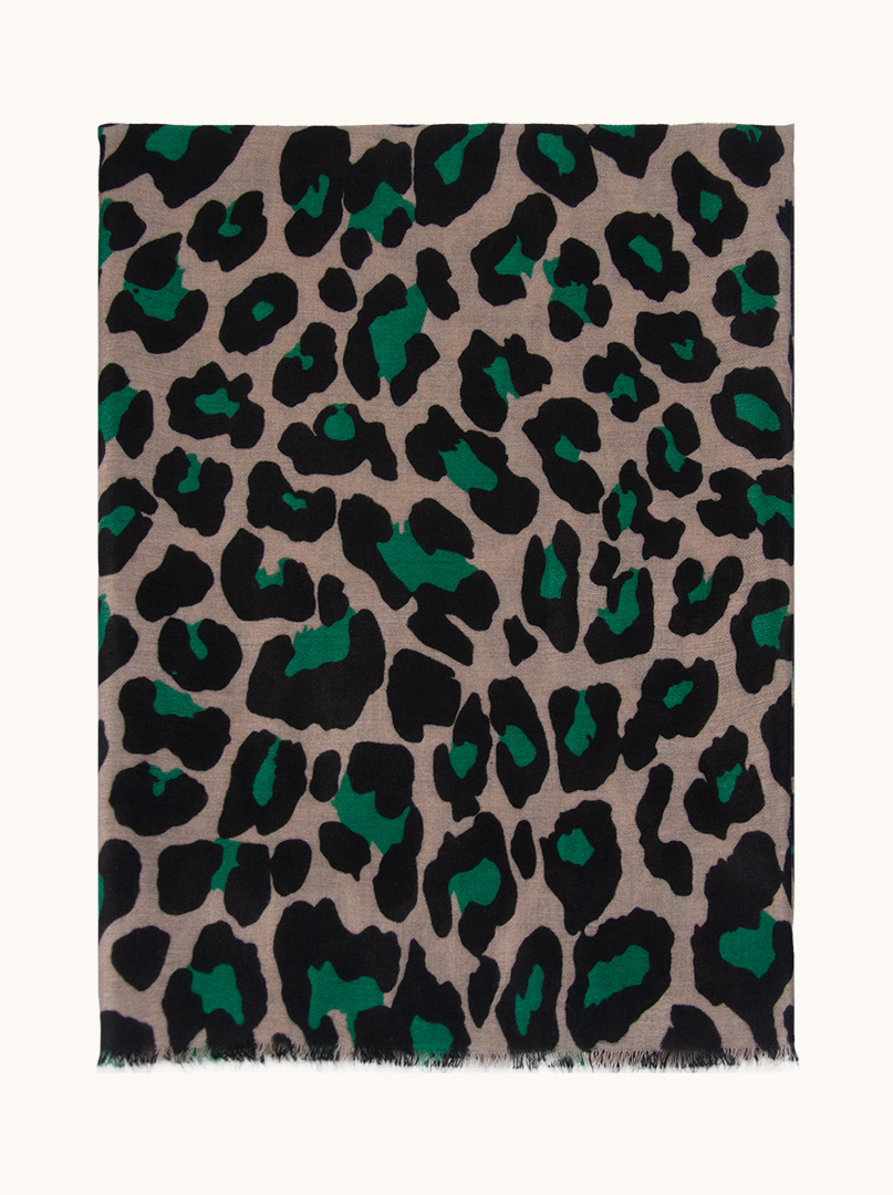 Viscose scarf with animal motif in emerald mottling 90cm x 180cm image 4