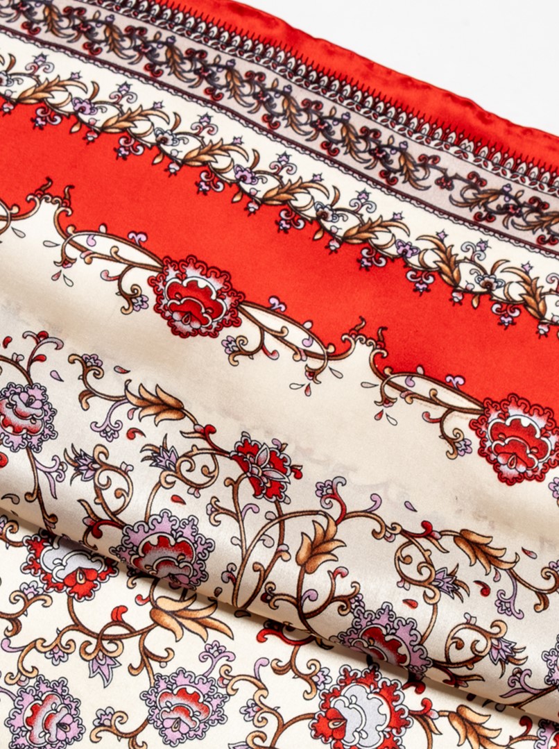 Large silk scarf with oriental pattern, 90 cm x 90 cm image 4