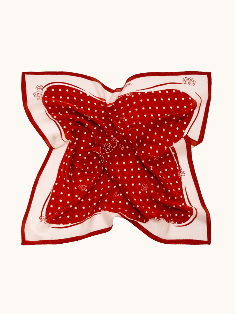 Brown silk scarf with geometric patterns 68cm x 68cm image 3