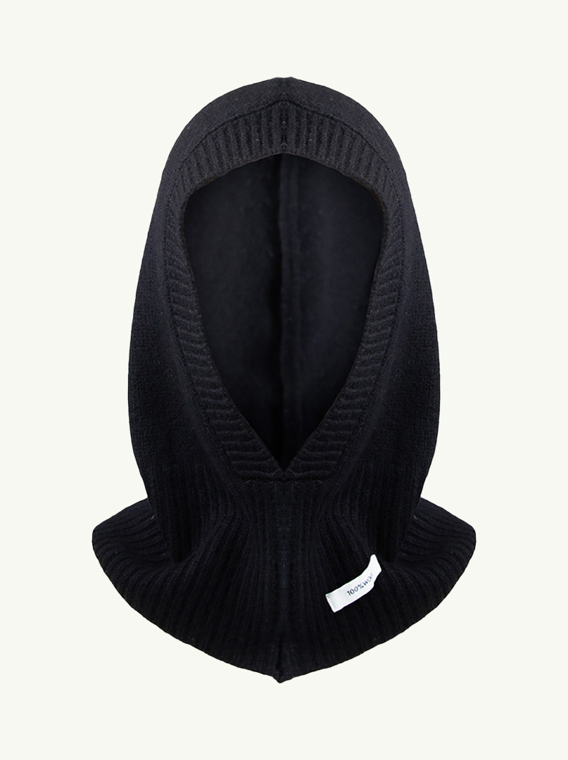 Fitted hood in wool black image 1