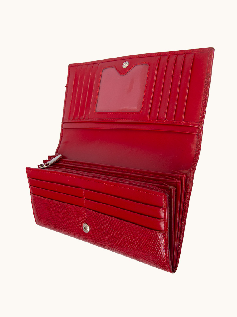 Large red Allora cowhide leather wallet - Allora image 3