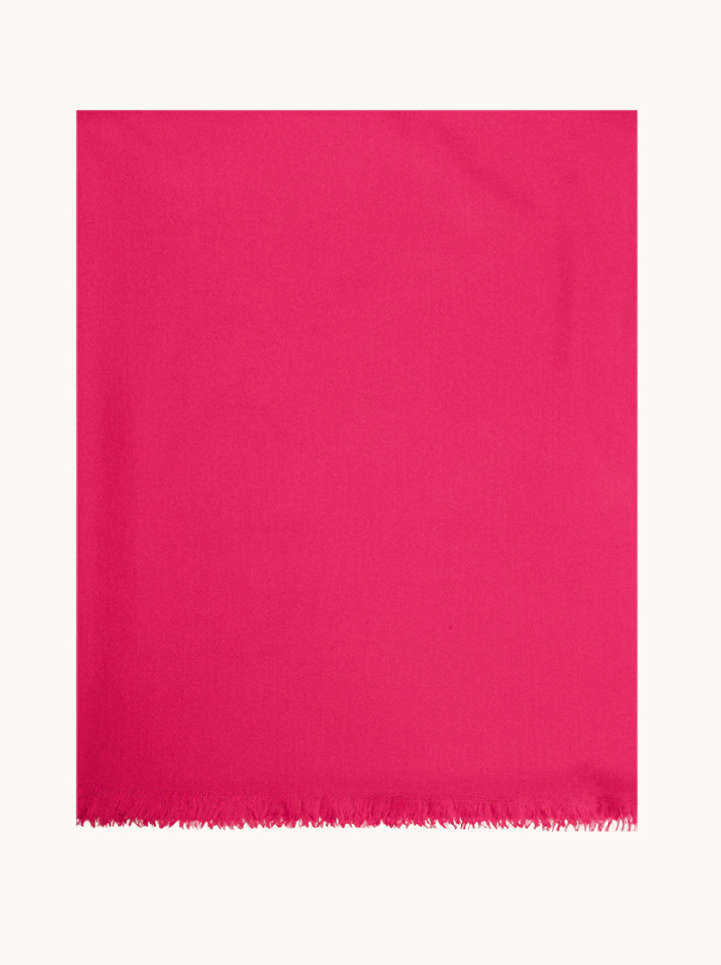 Warm fuchsia scarf with short fringes, 80x200 cm image 2
