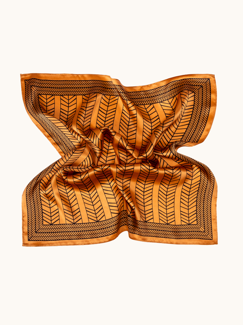 Small women's silk scarf with herringbone pattern, 53 cm x 53 cm image 3