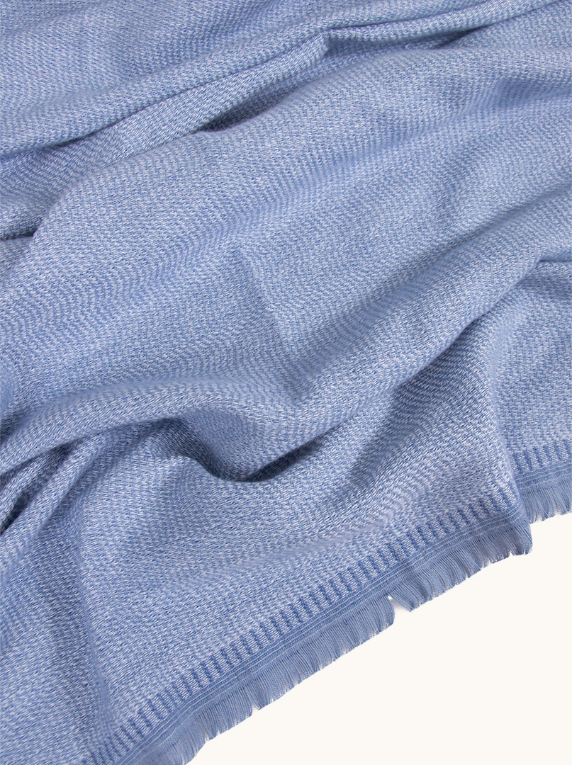 Blue scarf with fine texture 65 cm x 190 cm image 4