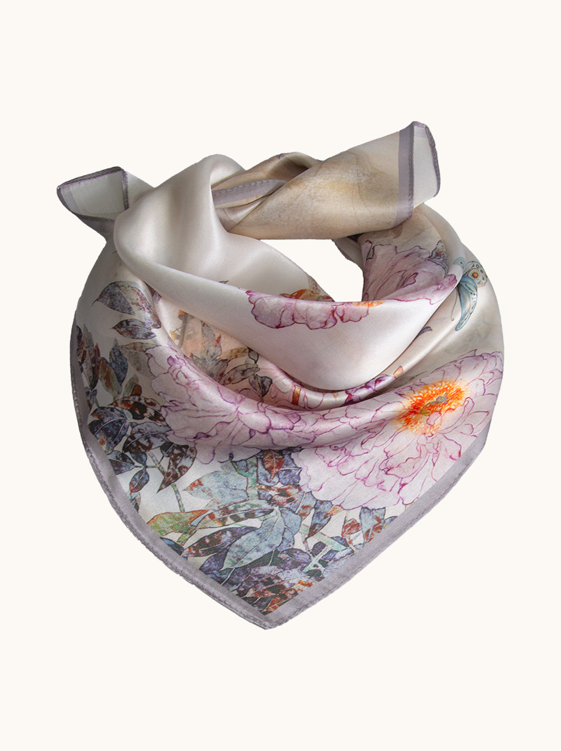 Small women's floral silk scarf 53cm x 53cm image 1