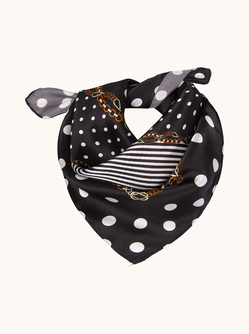 Small silk neckerchief gavroshka black pea 53x53 cm image 1