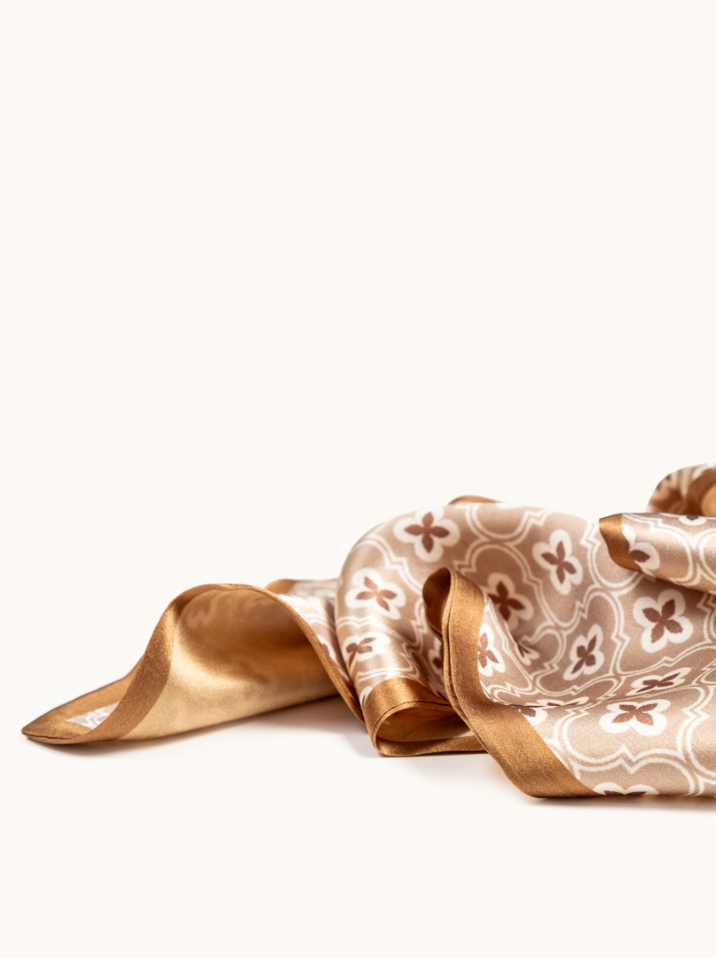 Silk shawl with magnolia flower and ornamental detail 16cm x 145cm image 4