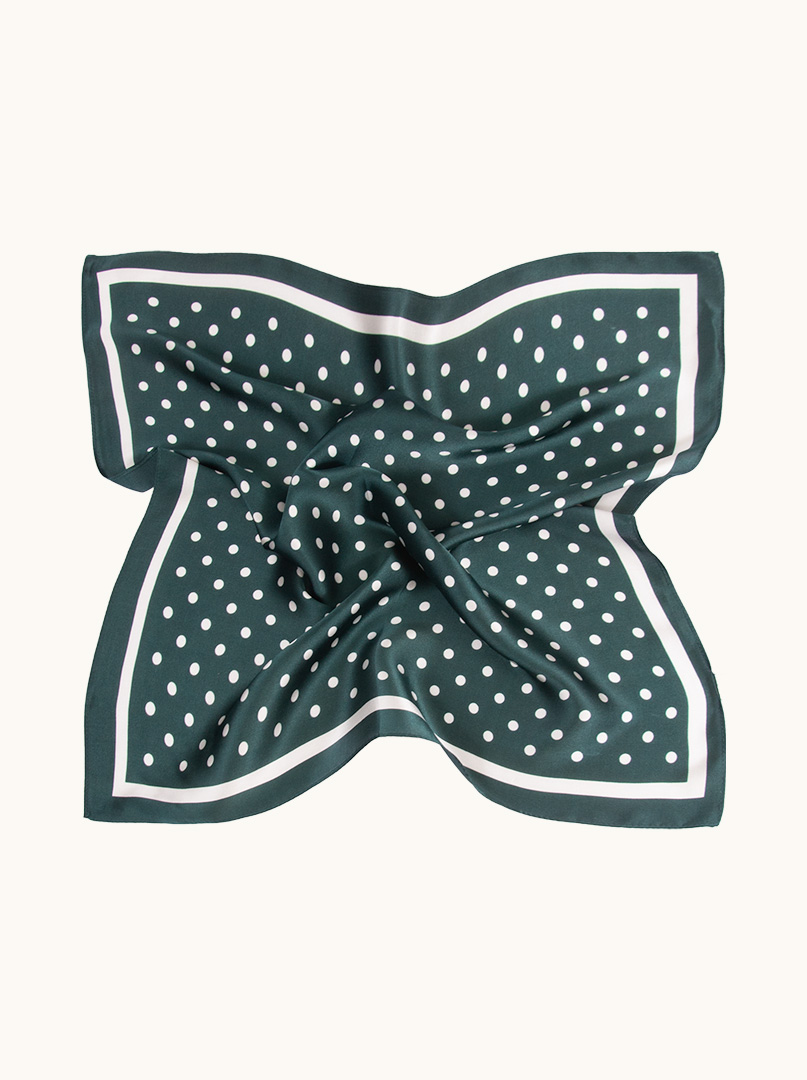 Small silk scarf gavroshka green dotted 53x53 cm image 3