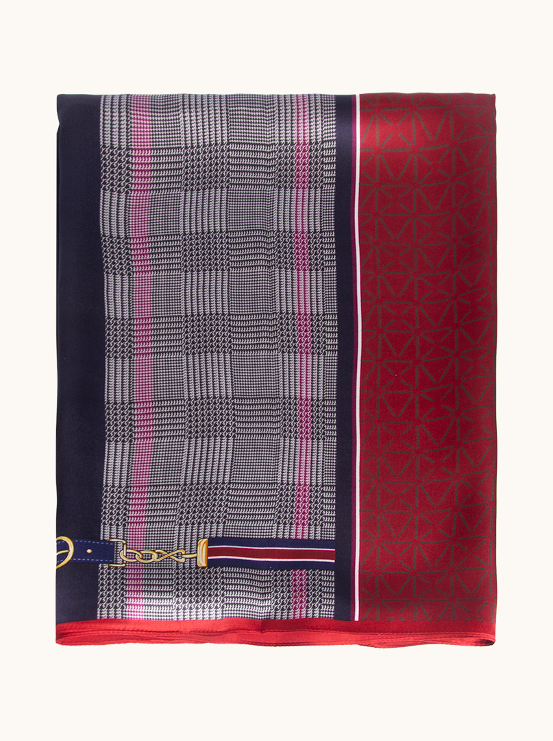 Maroon and navy blue silk scarf 55 cm x 170 cm image 2