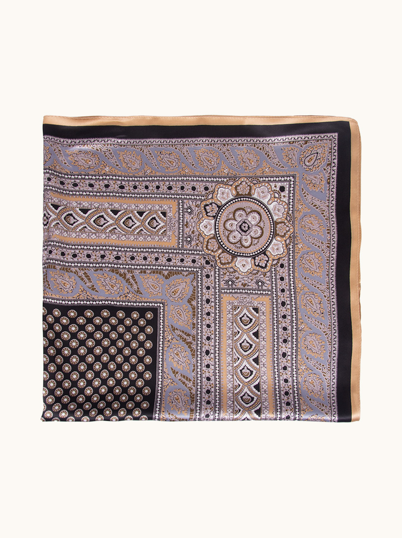 Oriental patterned silk scarf 90cm x 90cm image 3