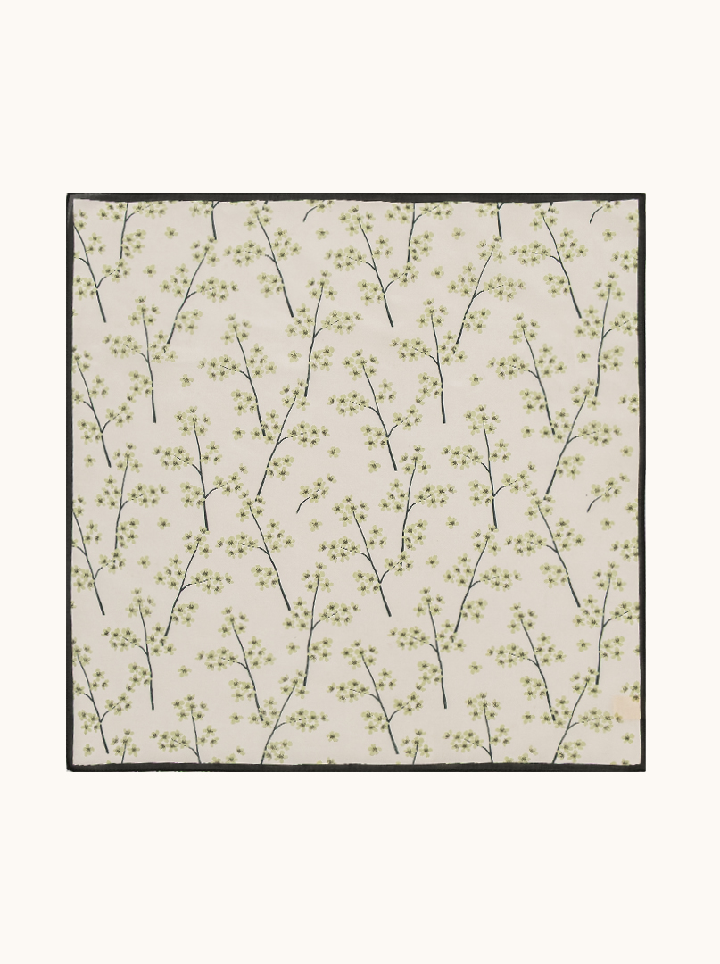 Small cotton scarf with mulberry silk flowers 53cm x53cm image 2