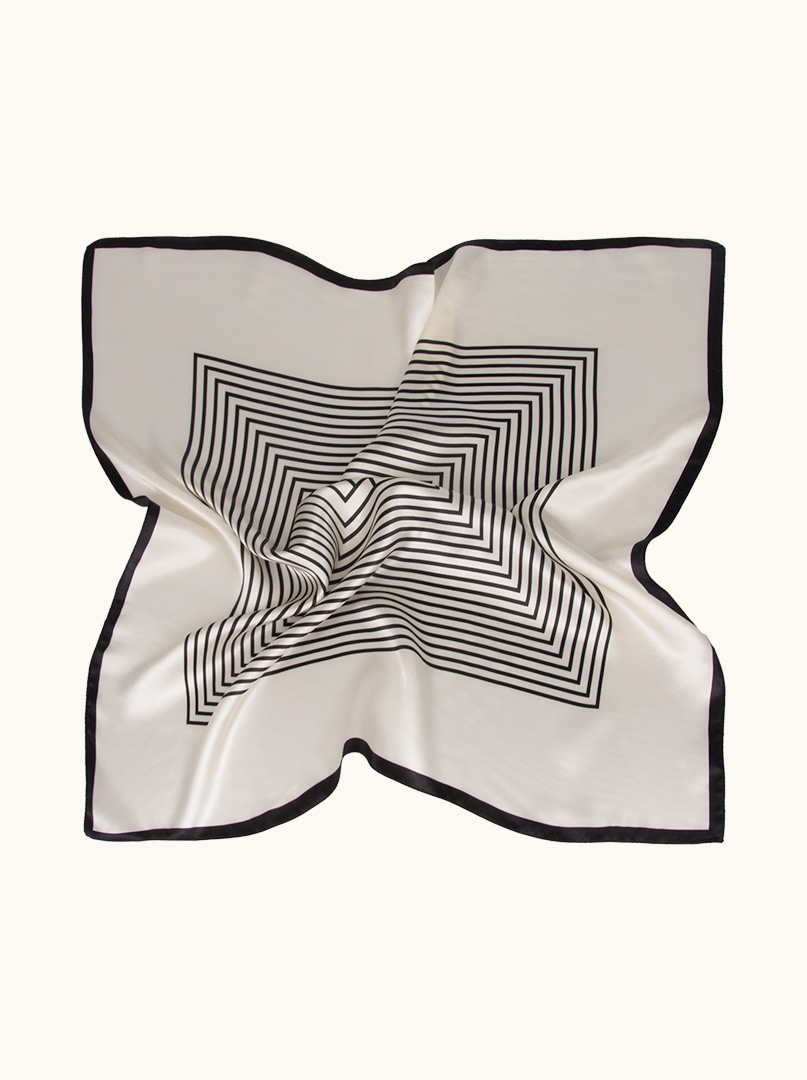 Black and white striped silk scarf 70 cm x 70 cm image 3