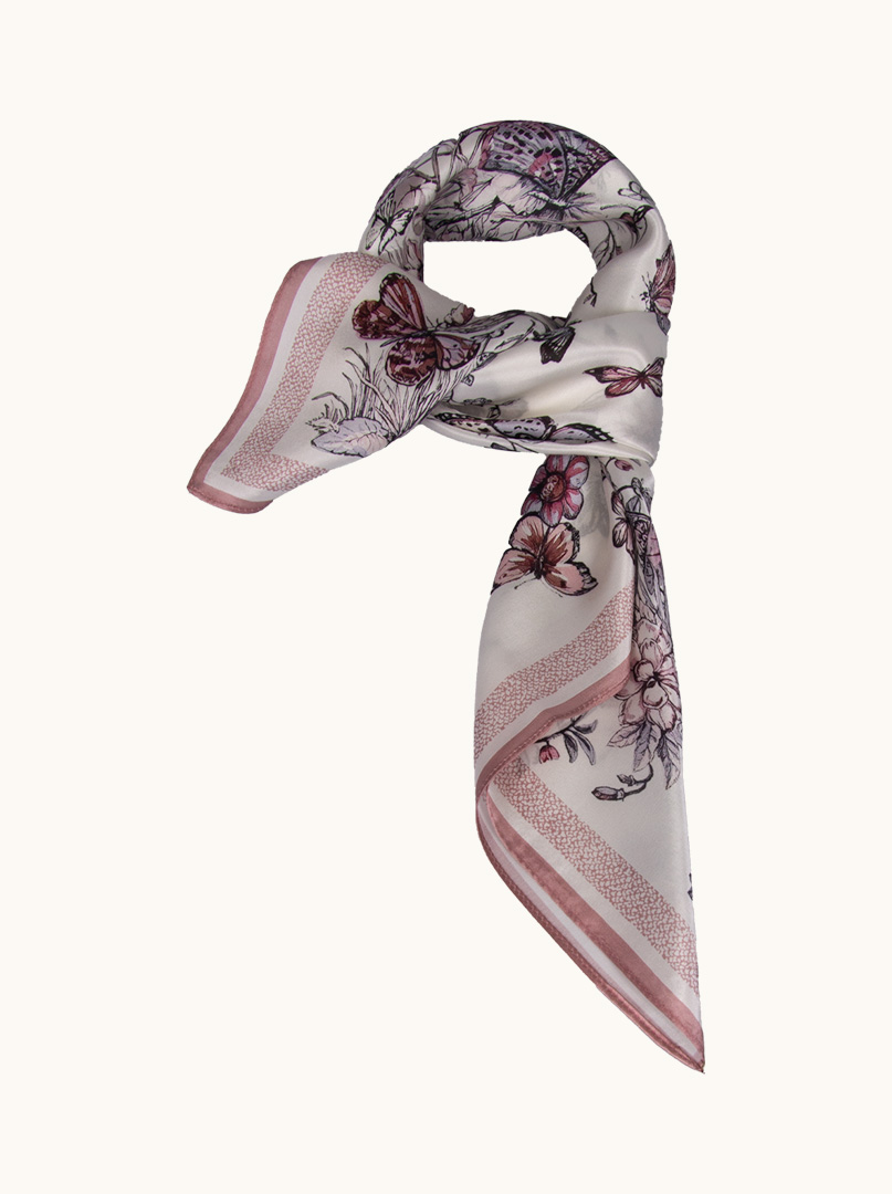 Silk scarf with butterflies 70 cm x 70 cm PREMIUM image 2