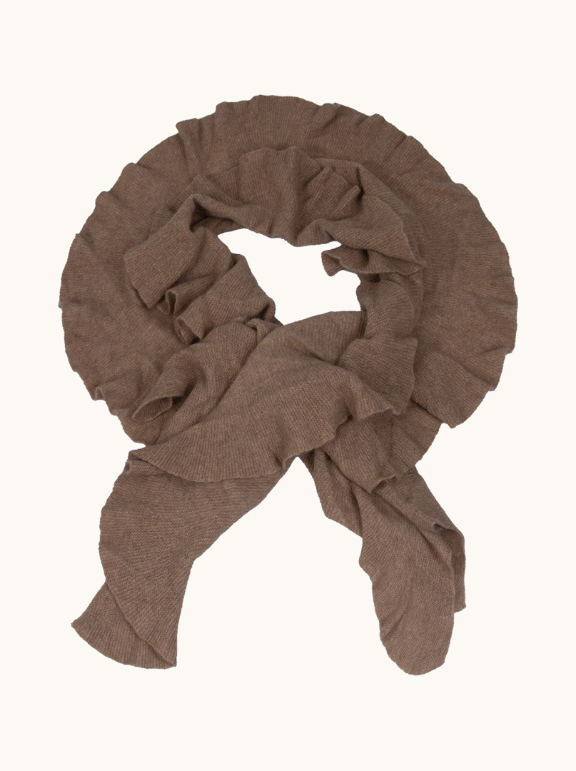 Exclusive cashmere brown with frill 50 cm x 220 cm PREMIUM image 1