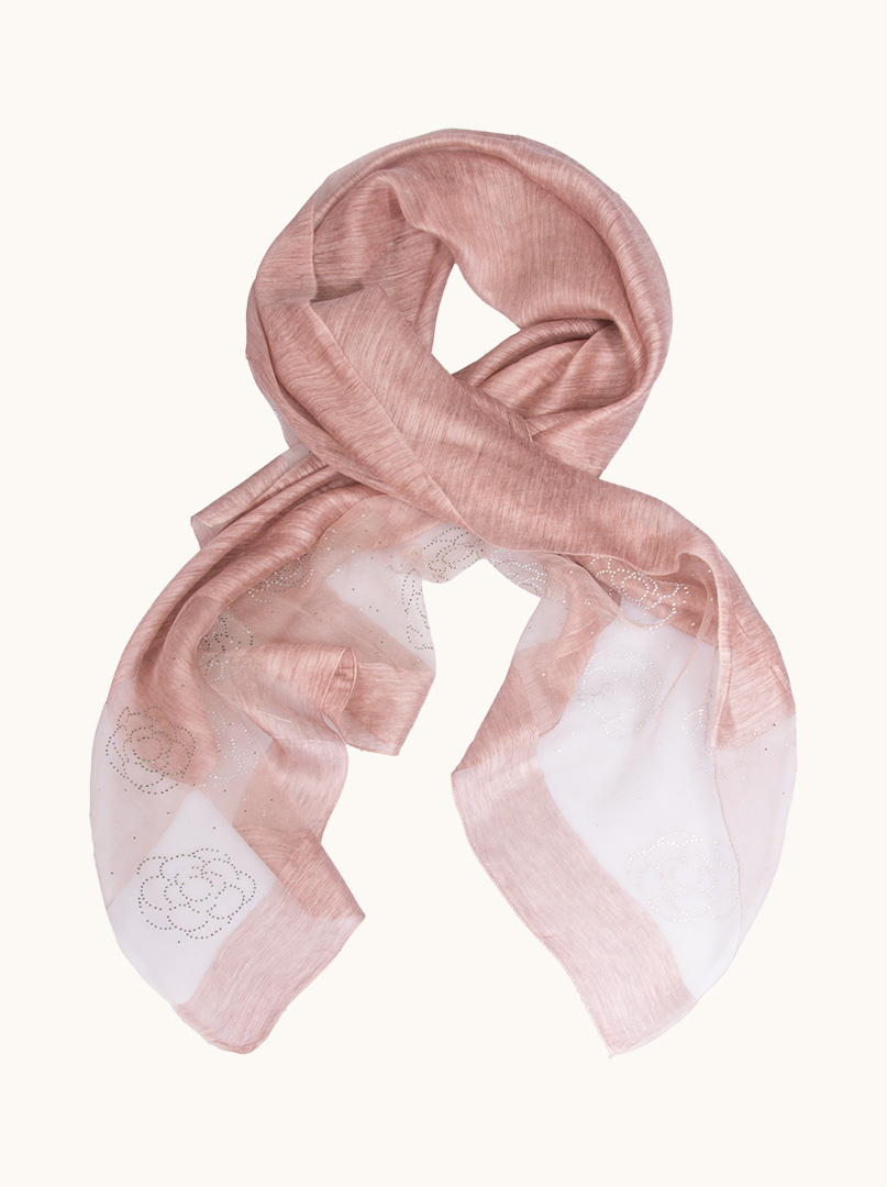 Evening silk scarf with decorative appliqué 90 cm x 180 cm image 1