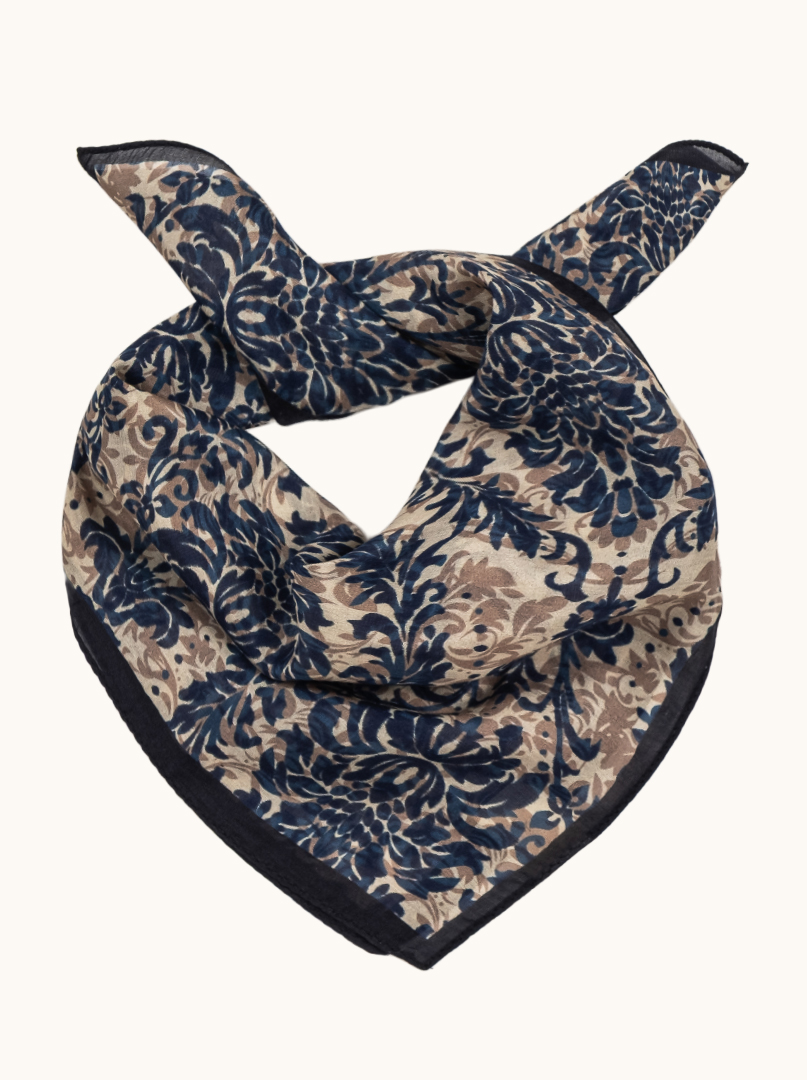 Small scarf cotton with mulberry silk ornaments 53cm x53cm image 1