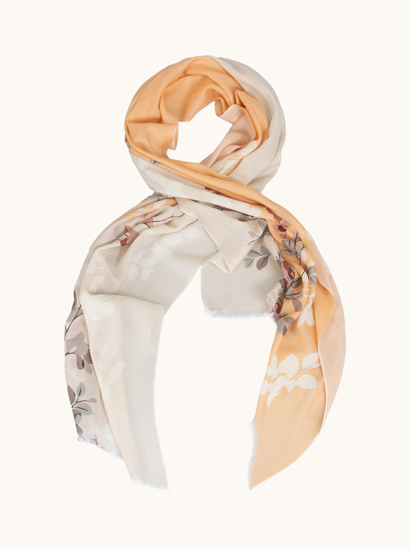 Scarf 100% wool with nature motif 95 cm x 210 cm PREMIUM image 1