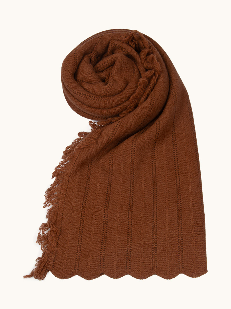 Exclusive cashmere brown shawl 60 cm x 220 cm PREMIUM image 2