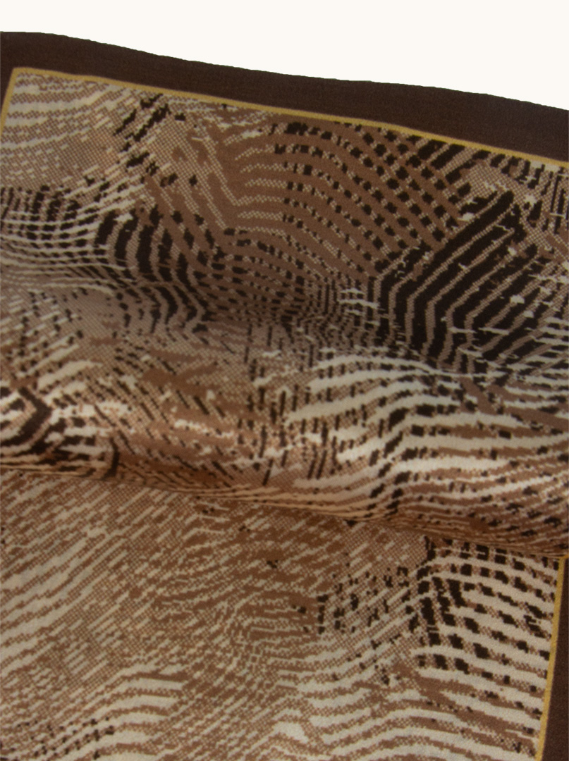 Double-sided narrow double silk shawl with brown border 16cm x145cm PREMIUM image 4