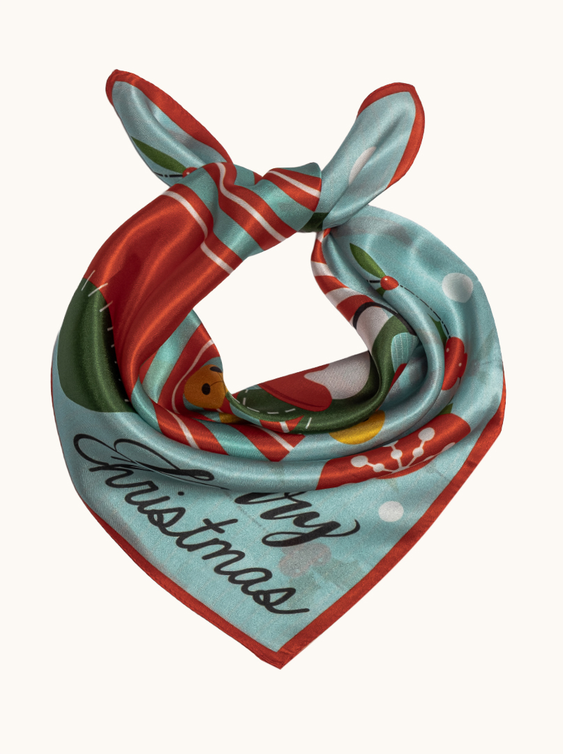 Small women's silk scarf with herringbone pattern, 53 cm x 53 cm image 2