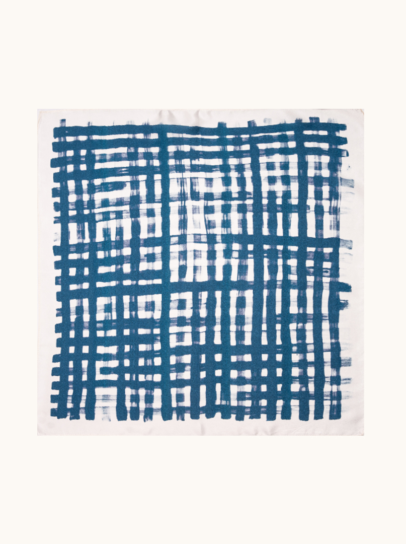 Small women's silk scarf with herringbone pattern, 53 cm x 53 cm image 2