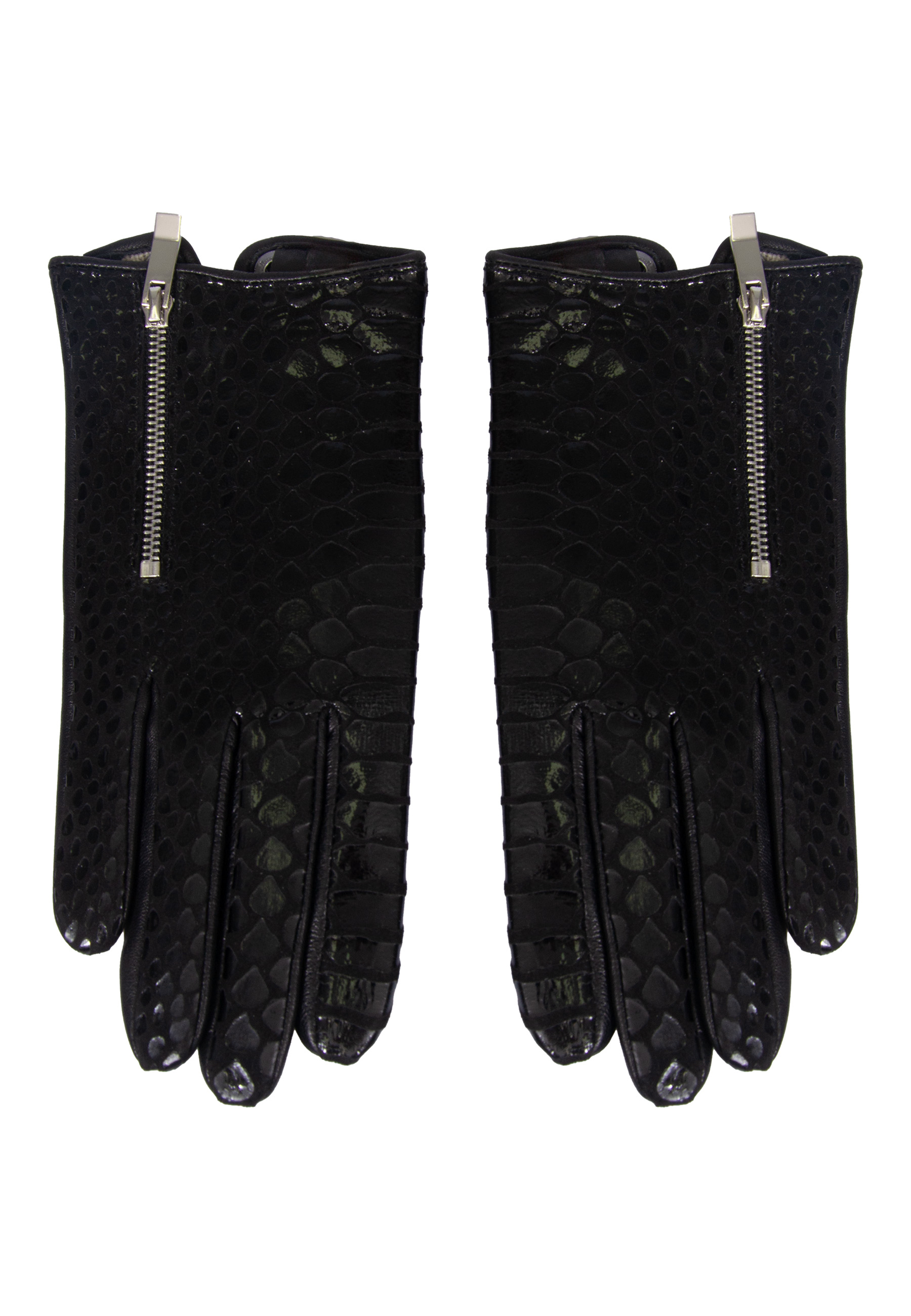 Black elegant gloves with decorative zipper image 1