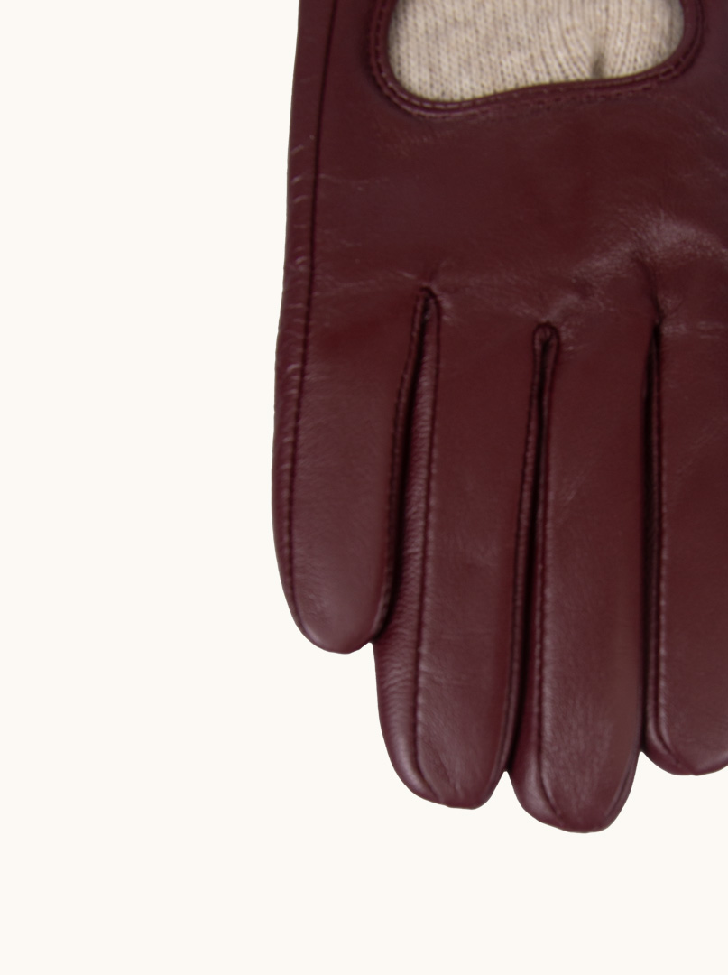 PREMIUM burgundy leather gloves with clasp. image 3