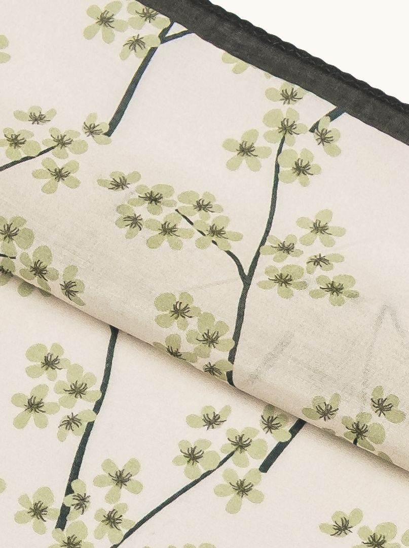Small cotton scarf with mulberry silk flowers 53cm x53cm image 4