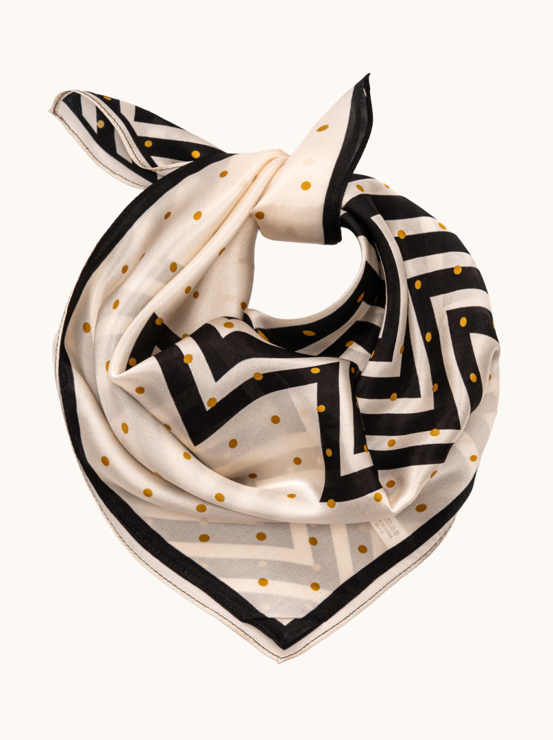 Small women's silk scarf with herringbone pattern, 53 cm x 53 cm image 1