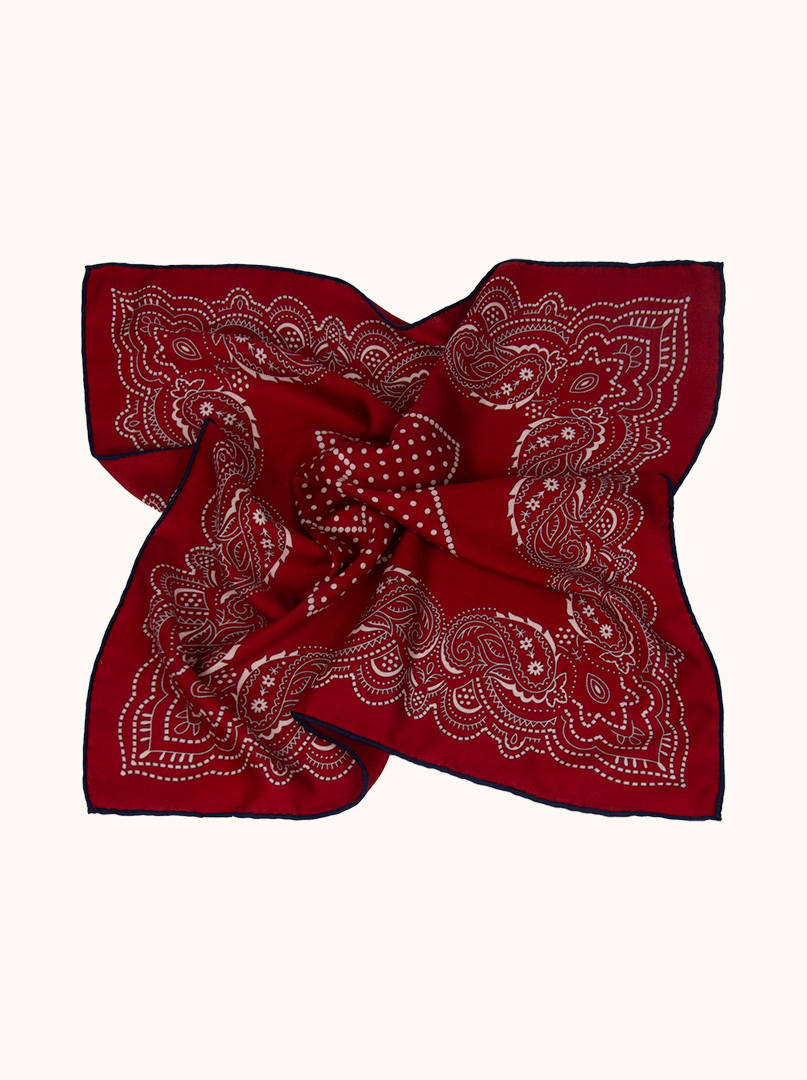 Scarf wool with silk red patterned 70 cm x 70 cm image 3