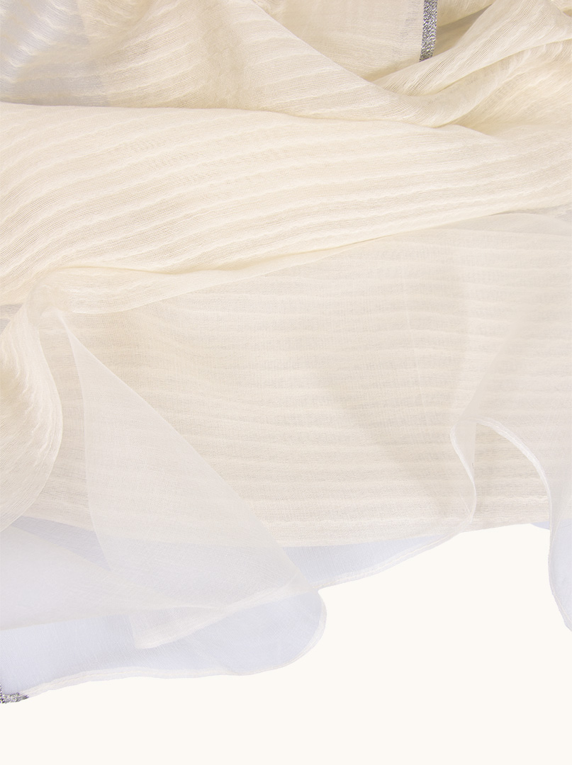 Elegant ecru evening shawl with silver trim 72 cm x 200 cm image 3