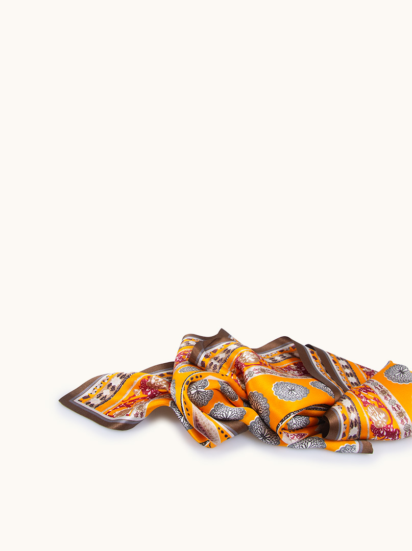 Two-sided silk scarf in oriental pattern 15cm x 145cm image 2