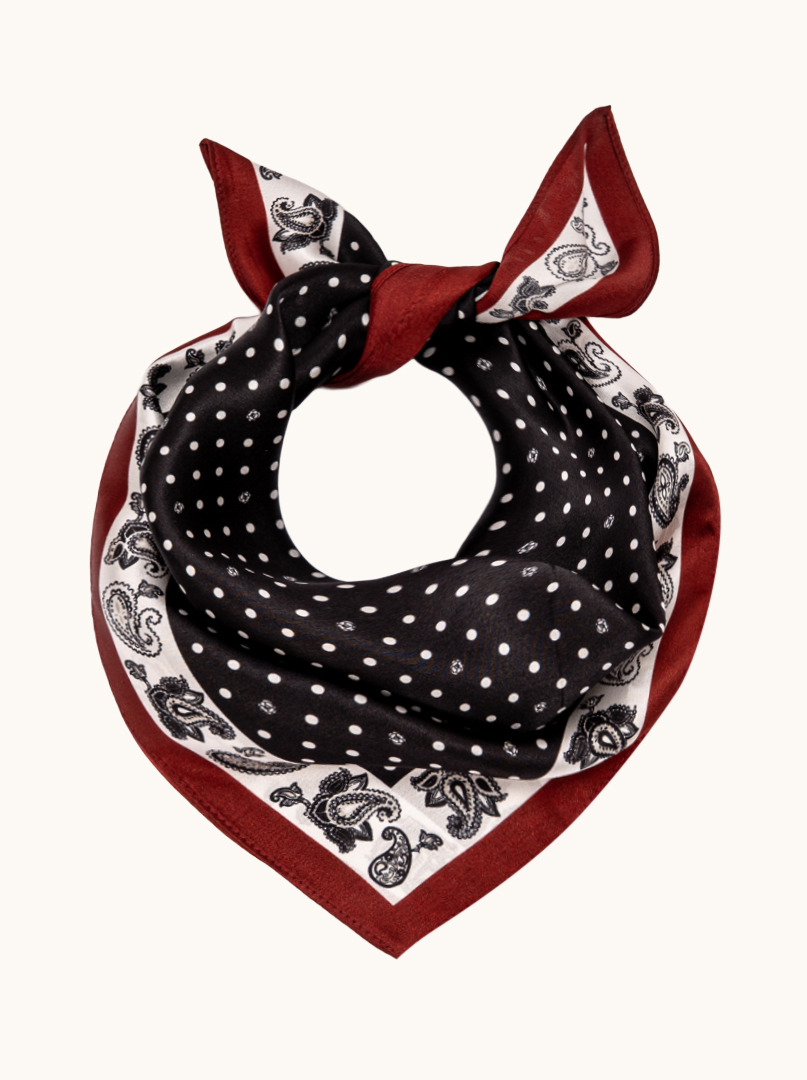 Small women's silk scarf with herringbone pattern, 53 cm x 53 cm image 1