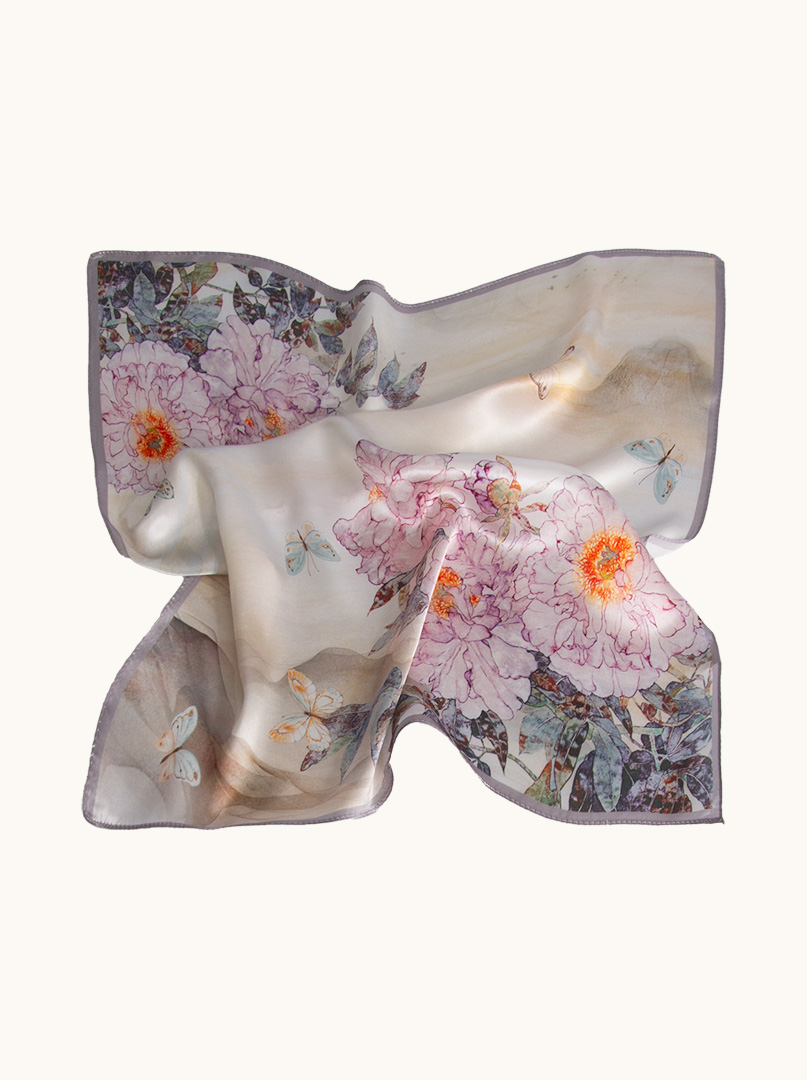 Small women's floral silk scarf 53cm x 53cm image 3