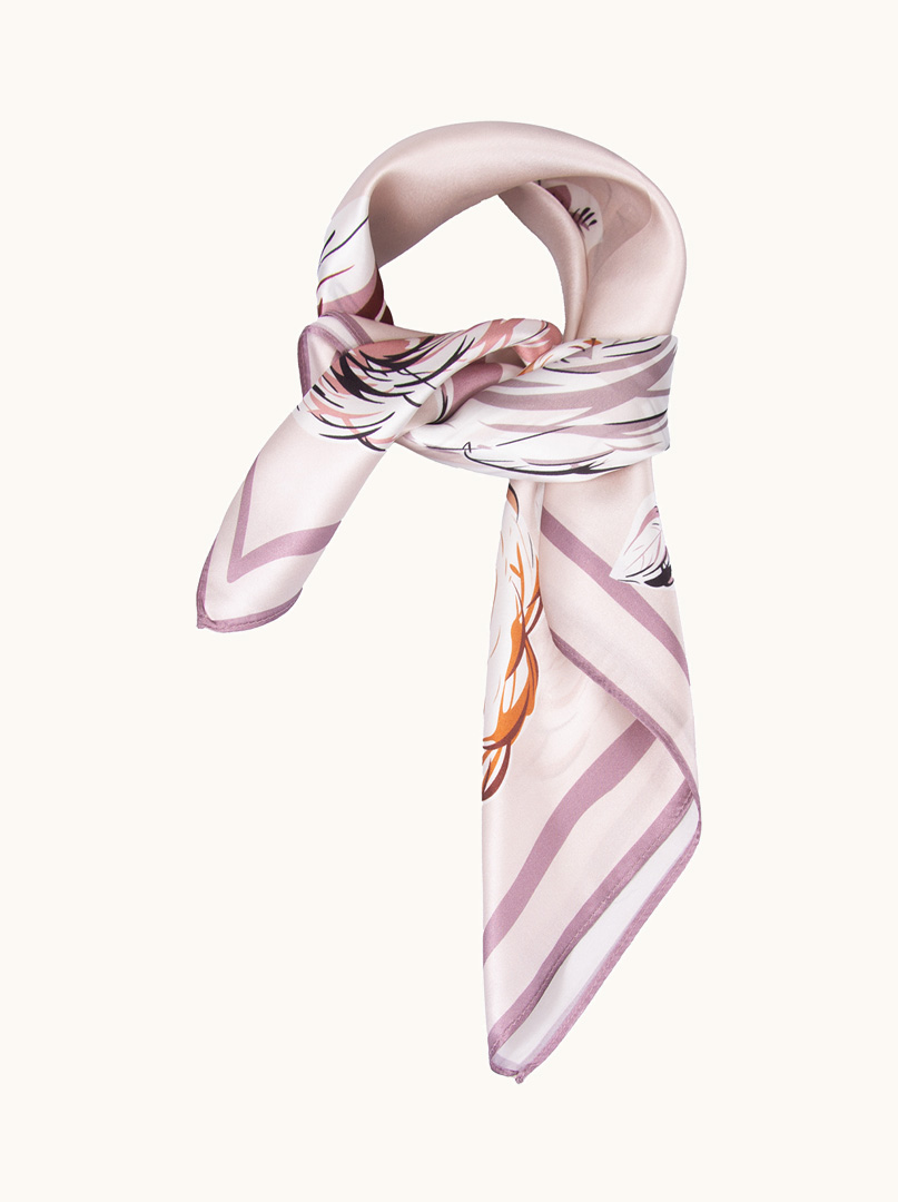 Pink floral silk scarf 70 cm x 70 cm image 1