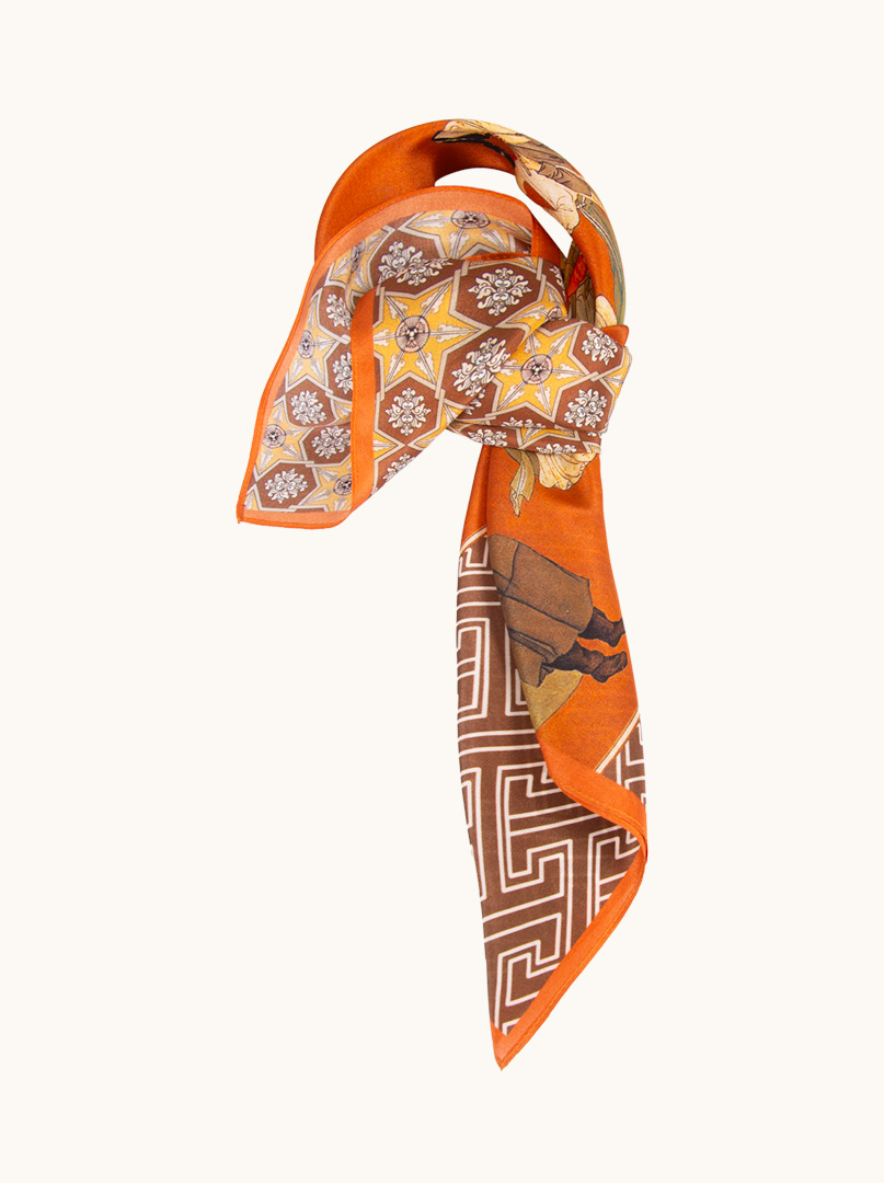 Medium mulberry silk scarf in oriental pattern 65cm x65cm image 4