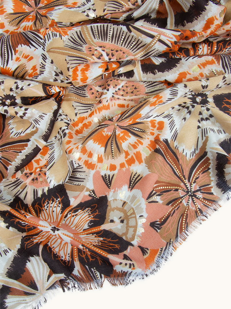 Scarf in warm colours with floral pattern 90 cm x 176 cm image 3